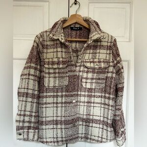 Blue B Plaid Snap Button Shacket